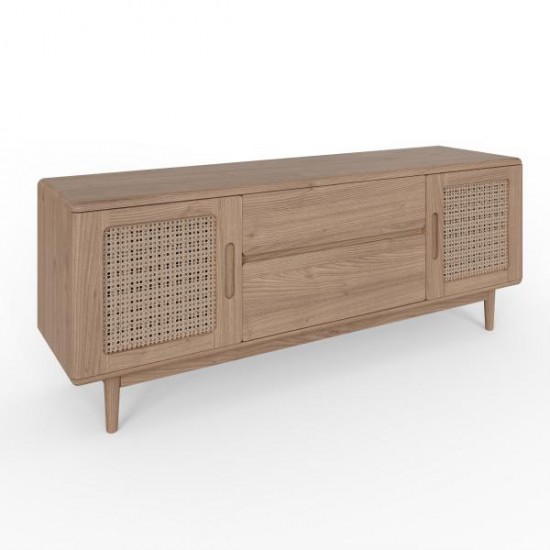 Holcot Low Sideboard with Rattan - Grey Finish 