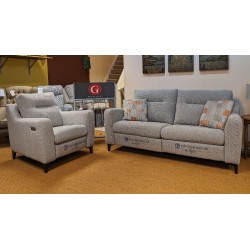  SHOWROOM CLEARANCE ITEM - G Plan Austen Suite - Large Sofa and Chair both with Power Footplate