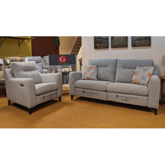  SHOWROOM CLEARANCE ITEM - G Plan Austen Suite - Large Sofa and Chair both with Power Footplate