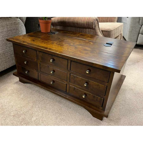  SHOWROOM CLEARANCE ITEM - Laura Ashley Garrat 9 Drawer Coffee Table - Dark Chestnut finish 