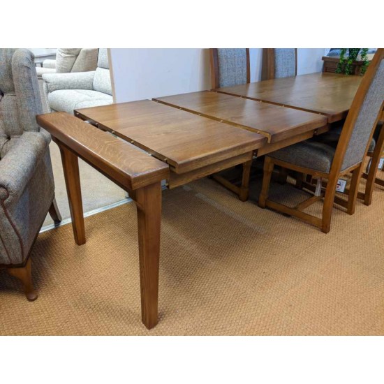  SHOWROOM CLEARANCE ITEM - Old Charm Wood Bros Chatsworth Extending Dining Table & 4 Harris Tweed Chairs - Model Numbers 3224 & 2899