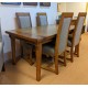  SHOWROOM CLEARANCE ITEM - Old Charm Wood Bros Chatsworth Extending Dining Table & 4 Harris Tweed Chairs - Model Numbers 3224 & 2899