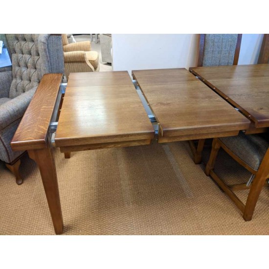  SHOWROOM CLEARANCE ITEM - Old Charm Wood Bros Chatsworth Extending Dining Table & 4 Harris Tweed Chairs - Model Numbers 3224 & 2899