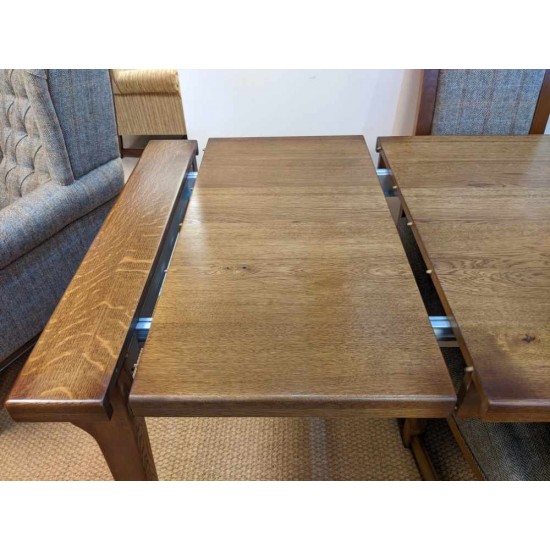  SHOWROOM CLEARANCE ITEM - Old Charm Wood Bros Chatsworth Extending Dining Table & 4 Harris Tweed Chairs - Model Numbers 3224 & 2899