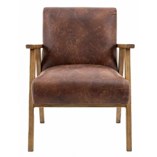 Gallery Direct Neyland Armchair - Vintage Brown (leather)