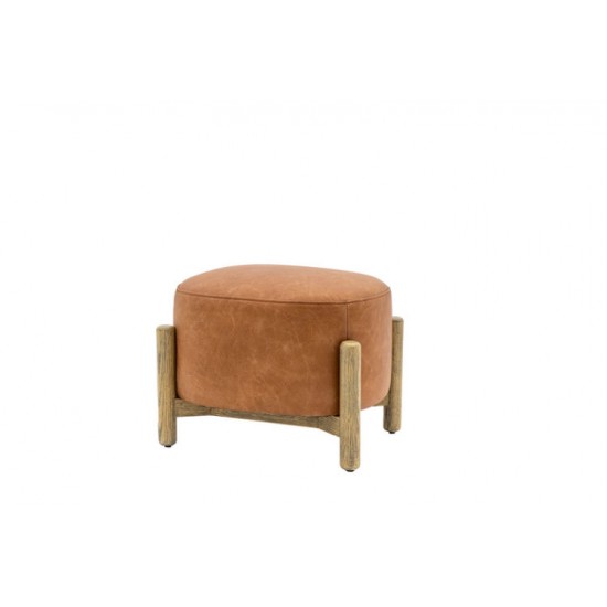 Gallery Direct Tindon Footstool - Vintage Brown Leather