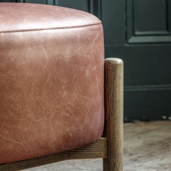 Gallery Direct Tindon Footstool - Vintage Brown Leather