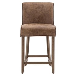 Gallery Direct Tarnby Bar Stool - Vintage Brown Leather - Price for a pack of 2