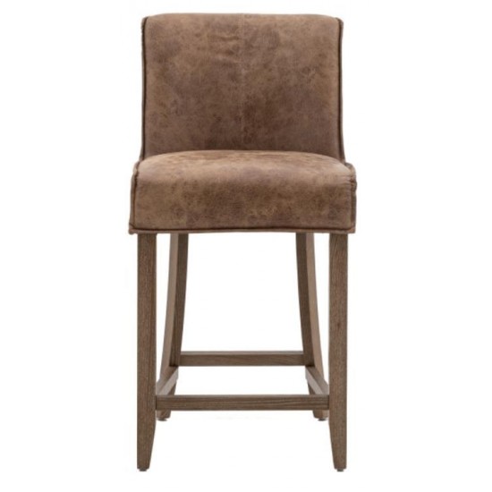 Gallery Direct Tarnby Bar Stool - Vintage Brown Leather - Price for a pack of 2