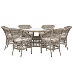 Gallery Direct Menton Round Dining Set with 6 Chairs. 