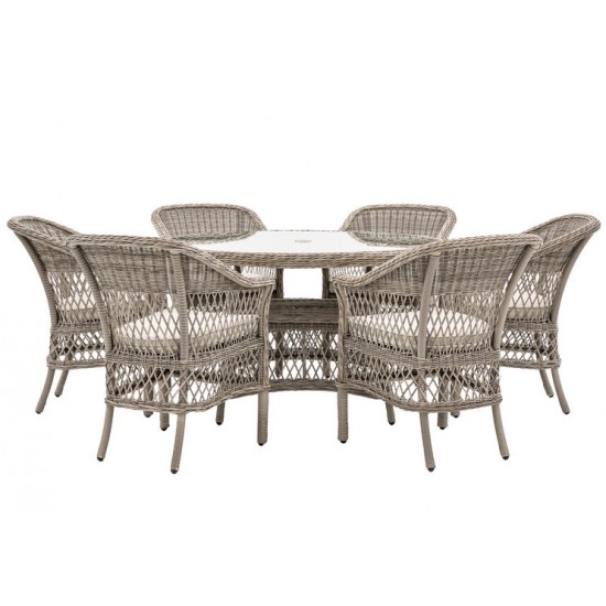 Gallery Direct Menton Round Dining Set with 6 Chairs. 