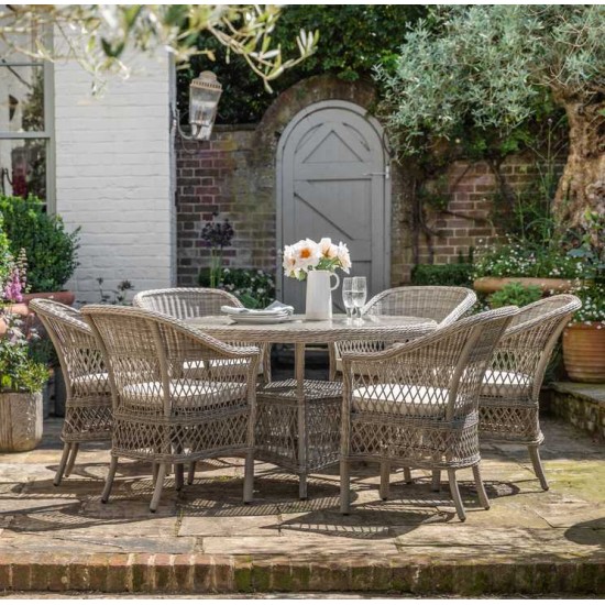 Gallery Direct Menton Round Dining Set with 6 Chairs. 