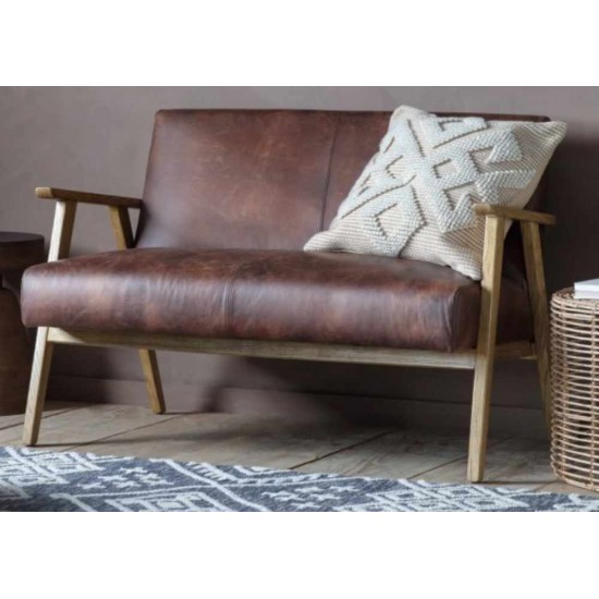 Gallery Direct Neyland 2 Seater Sofa - Brown Leather