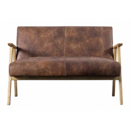 Gallery Direct Neyland 2 Seater Sofa - Brown Leather