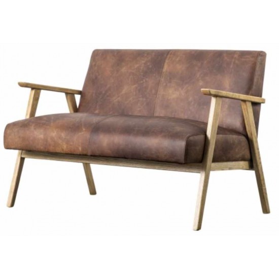 Gallery Direct Neyland 2 Seater Sofa - Brown Leather