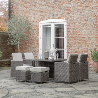 Brown rattan online cube set