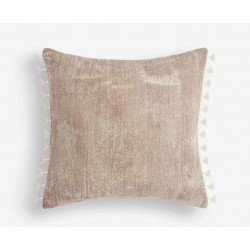 Large Square Beige With Frill Edges Scatter Cushion