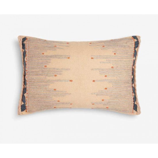 Large Beige With Orange Tips Lumbar Cushion