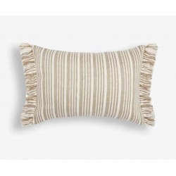 Large Lumbar Natural Beige Stripes with Fringe Scatter Cushion