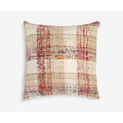Large Square Brown Check Scatter Cushion