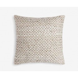 Large Square Light Grey Knit Scatter Cushion