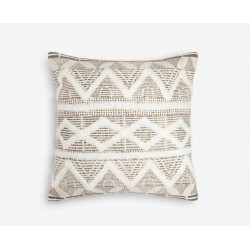 Medium Square Natural Print With Fluffy Zig Zag Detail Scatter Cushion