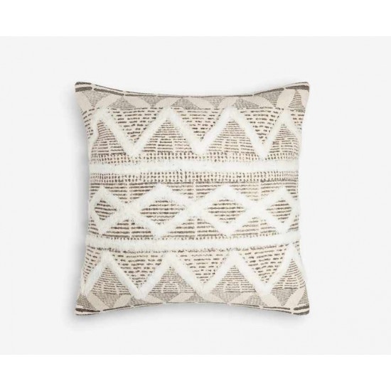 Medium Square Natural Print With Fluffy Zig Zag Detail Scatter Cushion