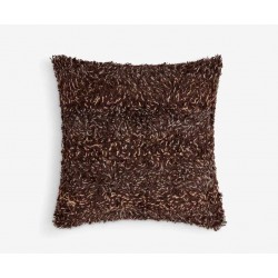 Medium Square Shaggy Dark Brown Wooly Scatter Cushion