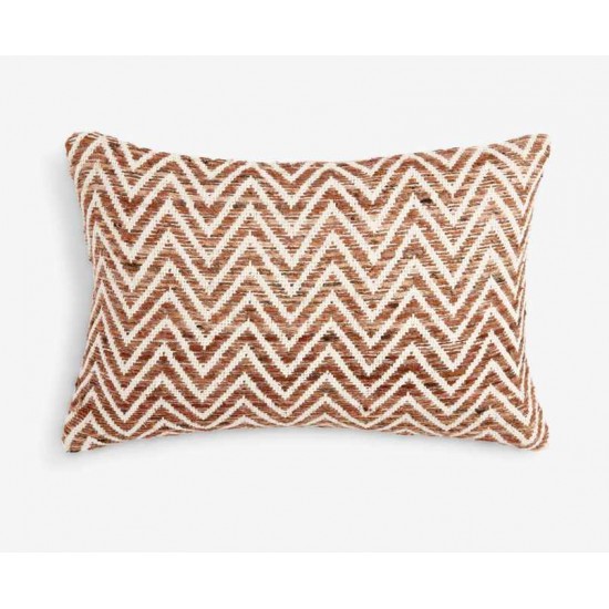 Small Lumbar Brown Chevron Cushion