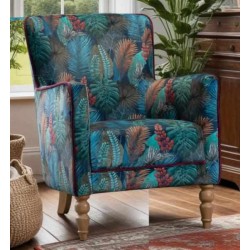 Howden Chair - Tropical Leaf Kingfisher - 5 Year Guardsman Furniture Protection Included For Free!