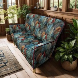 Howden 2 Seater Sofa - Tropical Leaf Kingfisher - 5 Year Guardsman Furniture Protection Included For Free!